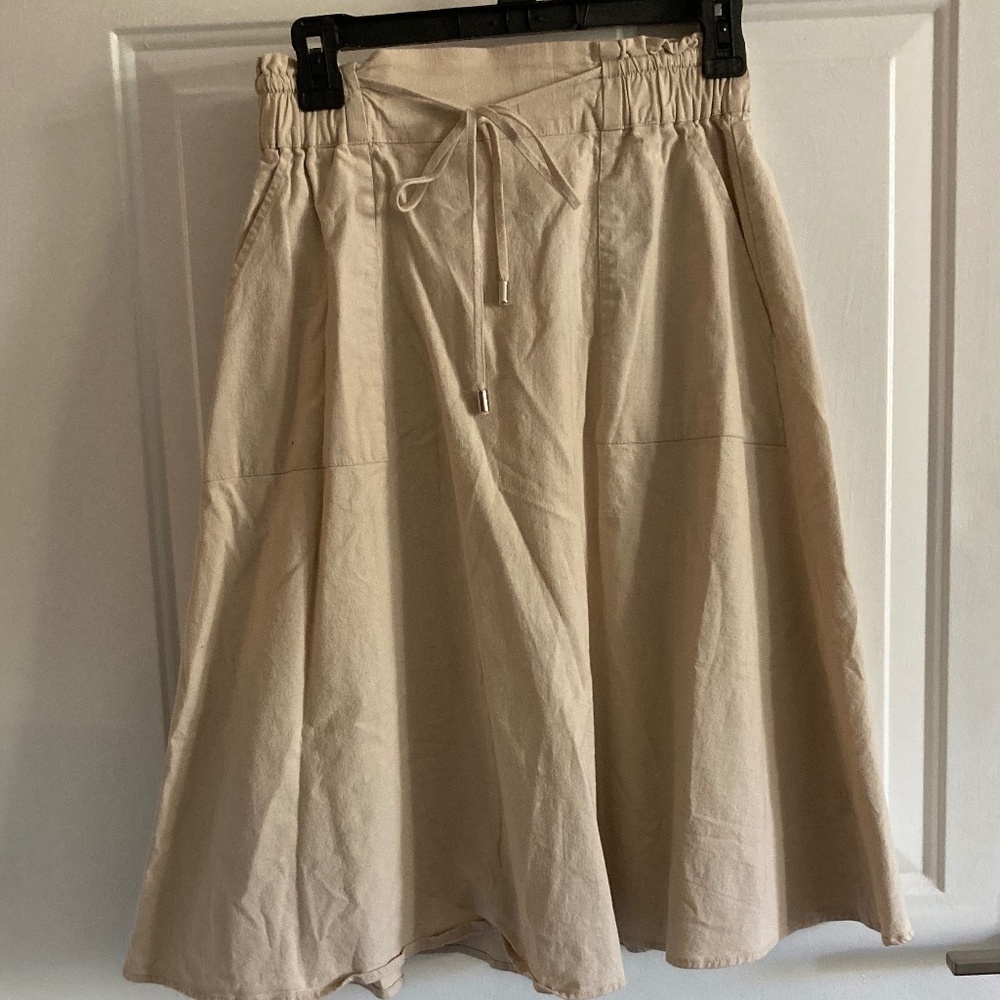 Womens Linen Blend Khaki Skirt Size S